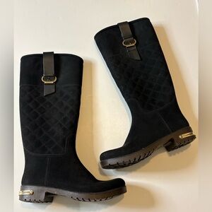 Ulan Rainy Steps Jessie Black Quilted Rain Boots Size 9